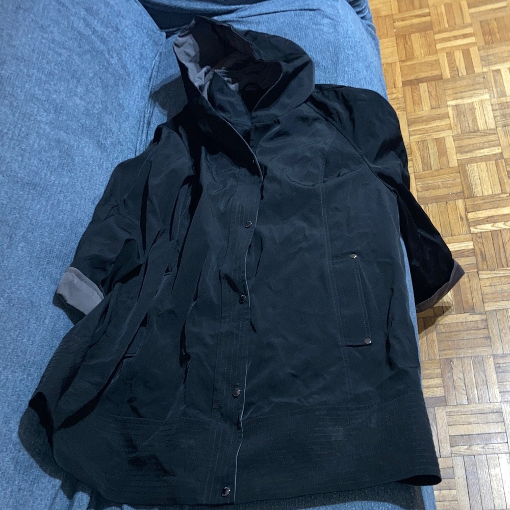 London Fog Men's Dark Hooded Raincoat